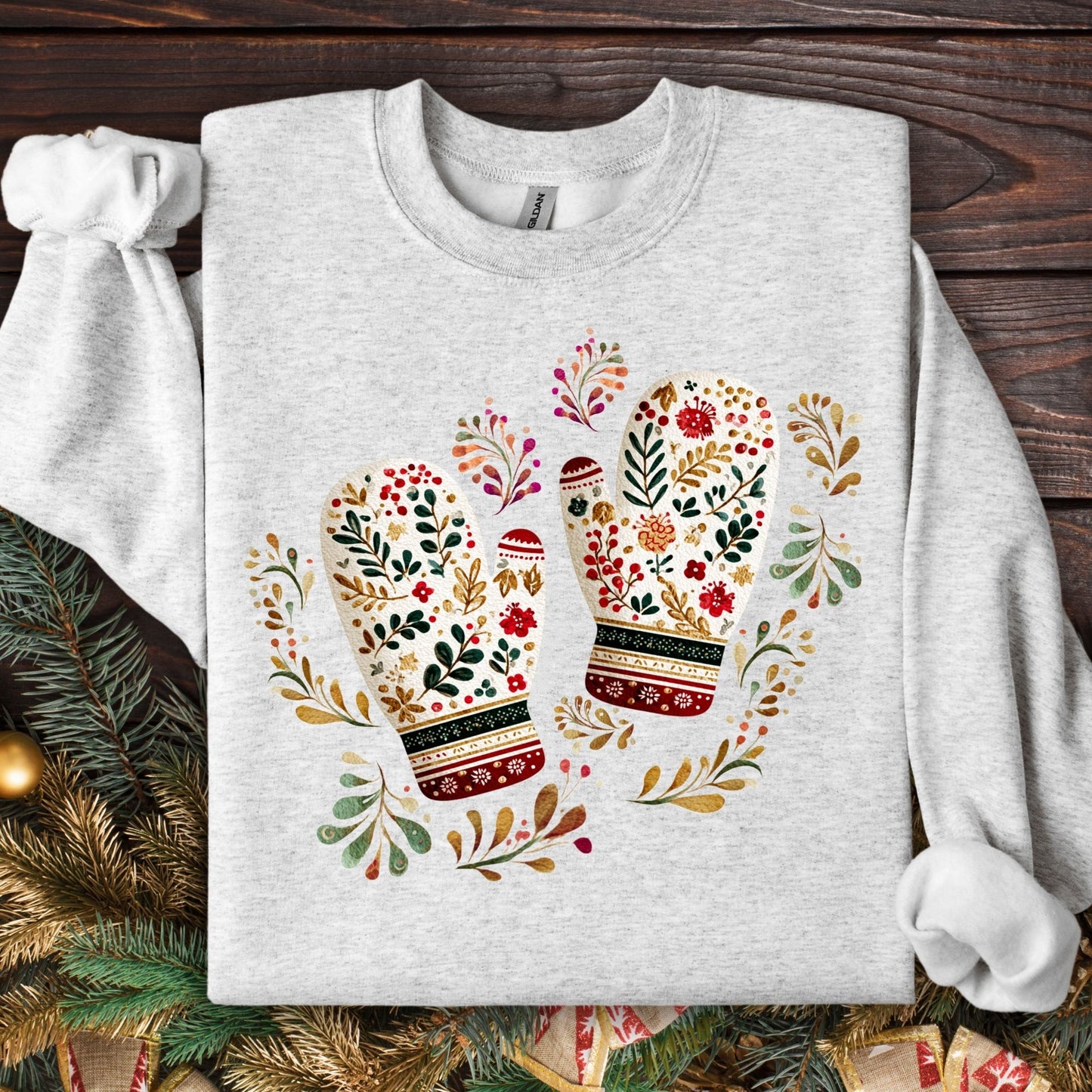 Folk Art Winter Mittens Sweatshirt