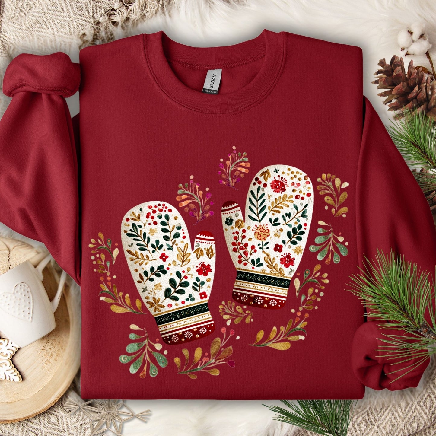 Folk Art Winter Mittens Sweatshirt