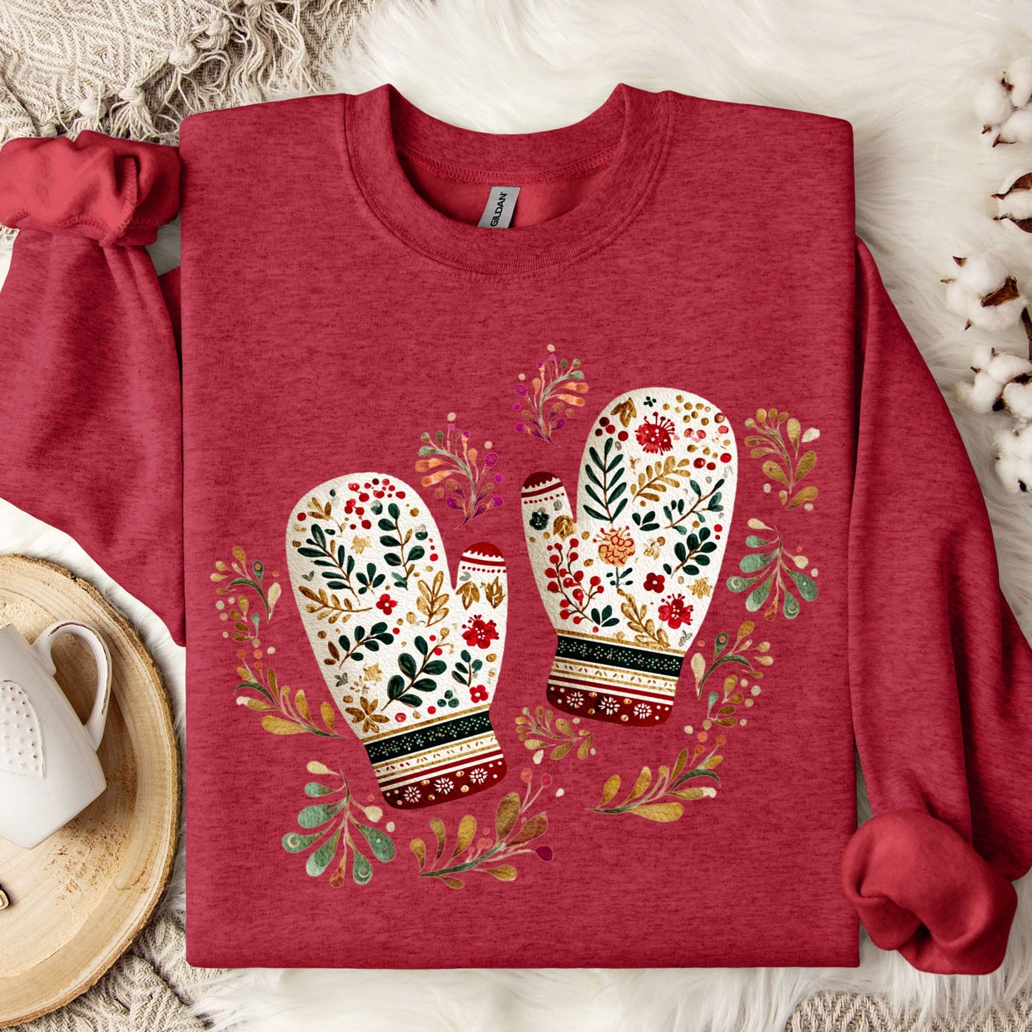 Folk Art Winter Mittens Sweatshirt