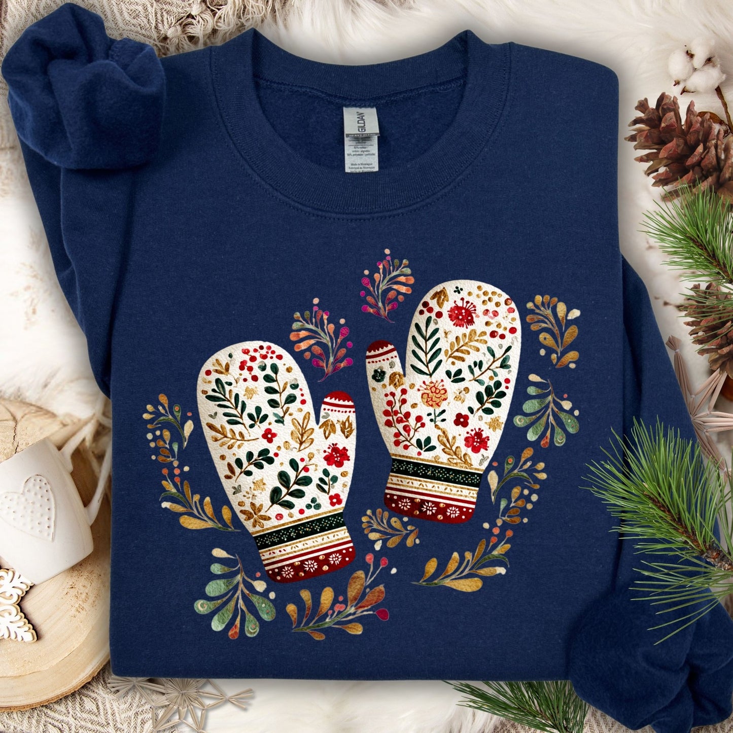Folk Art Winter Mittens Sweatshirt