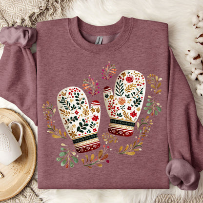 Folk Art Winter Mittens Sweatshirt