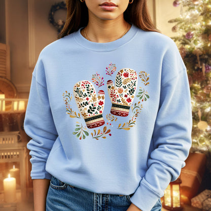 Folk Art Winter Mittens Sweatshirt