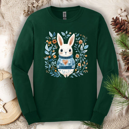 Folk Art Winter Rabbit Long Sleeve Tee