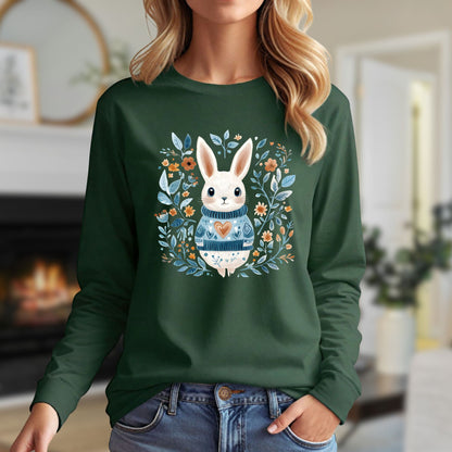 Folk Art Winter Rabbit Long Sleeve Tee
