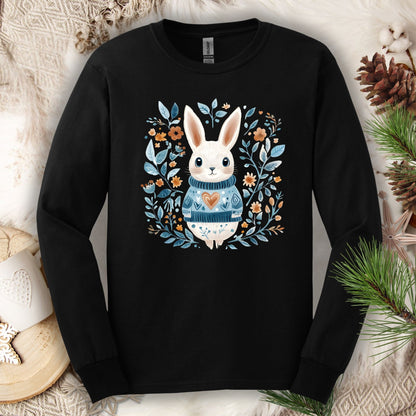 Folk Art Winter Rabbit Long Sleeve Tee