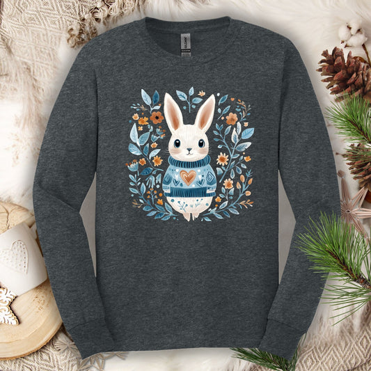 Folk Art Winter Rabbit Long Sleeve Tee