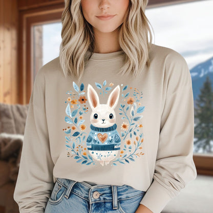 Folk Art Winter Rabbit Long Sleeve Tee