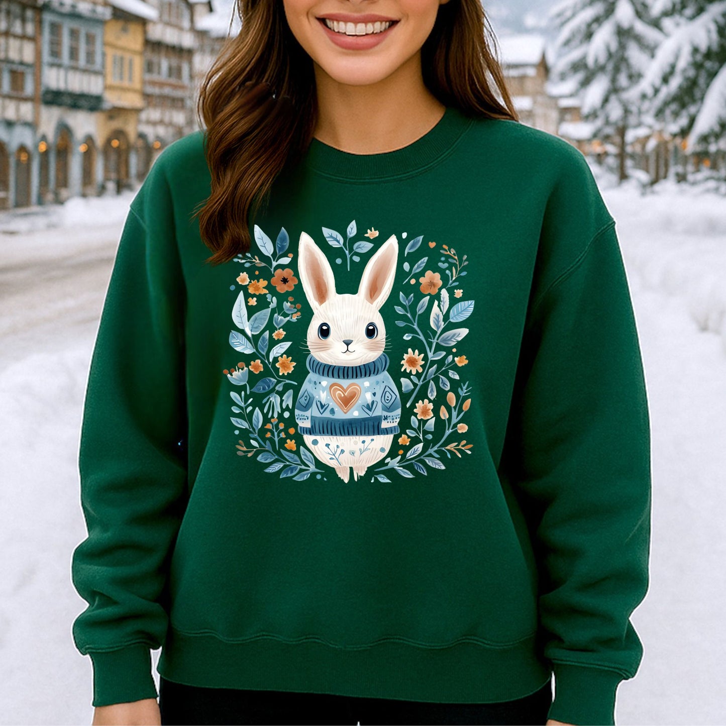 Folk Art Winter Rabbit Sweatshirt