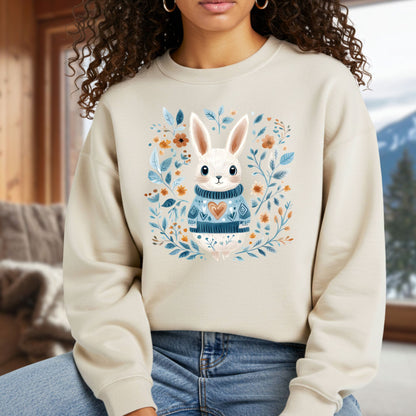 Folk Art Winter Rabbit Sweatshirt