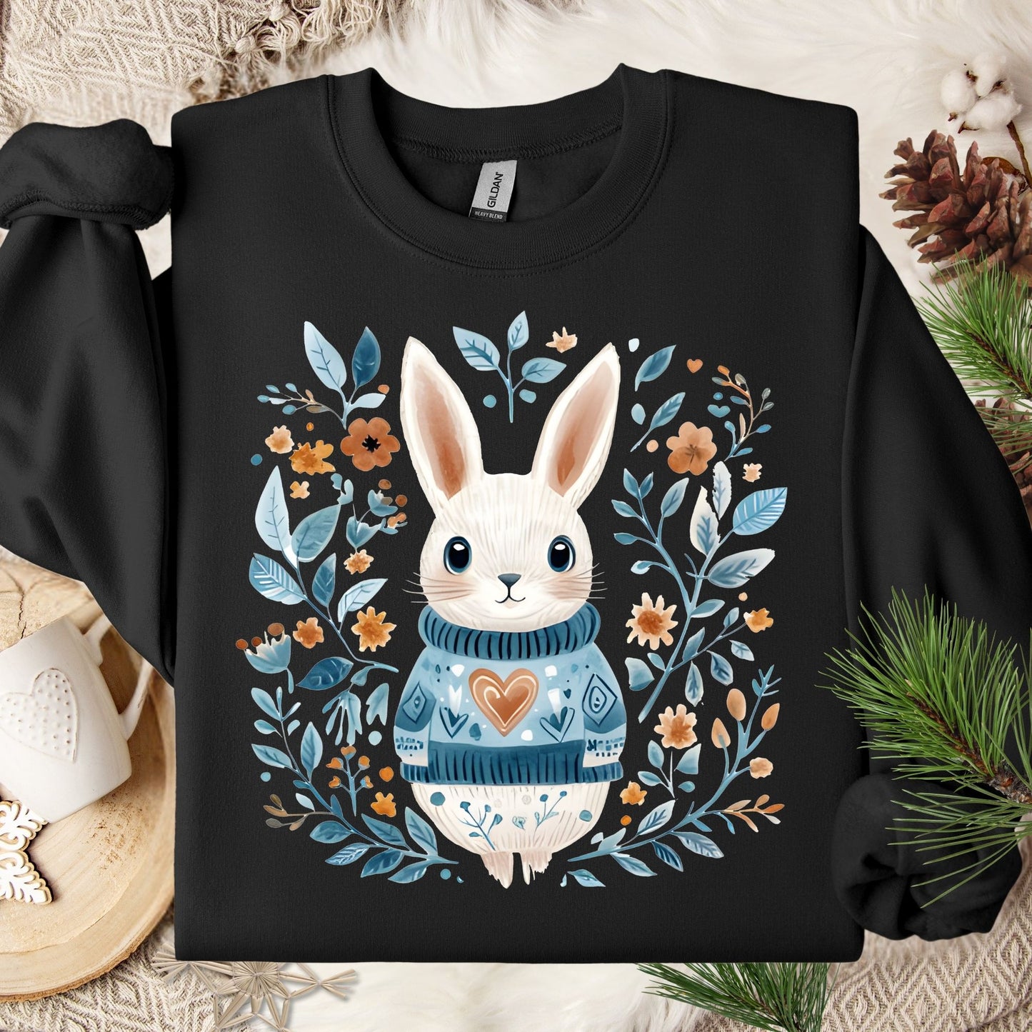 Folk Art Winter Rabbit Sweatshirt