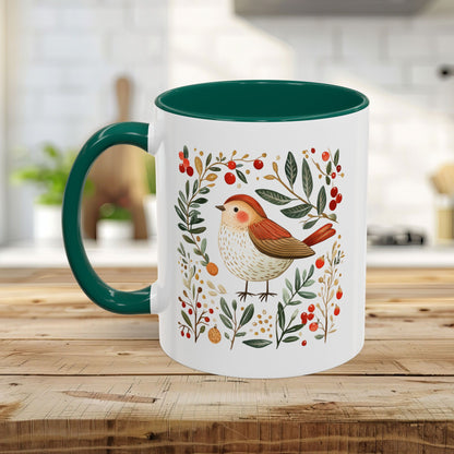 Folk Art Winter Sparrow Mug (11/15oz)