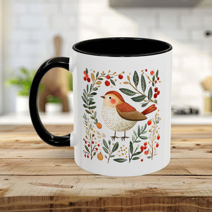 Folk Art Winter Sparrow Mug (11/15oz)