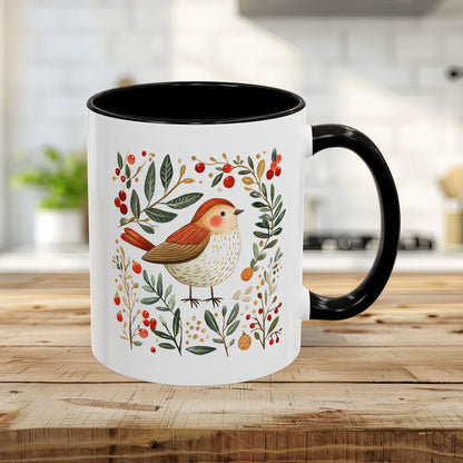 Folk Art Winter Sparrow Mug (11/15oz)