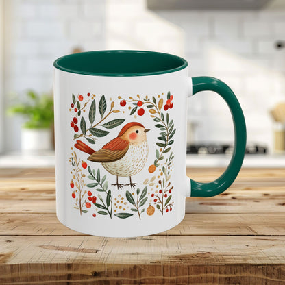 Folk Art Winter Sparrow Mug (11/15oz)