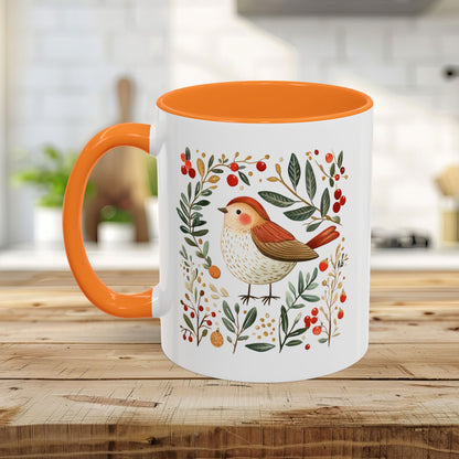 Folk Art Winter Sparrow Mug (11/15oz)