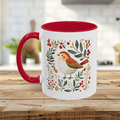 Folk Art Winter Sparrow Mug (11/15oz)