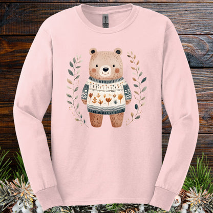 Folk Art Woodland Bear Long Sleeve Tee