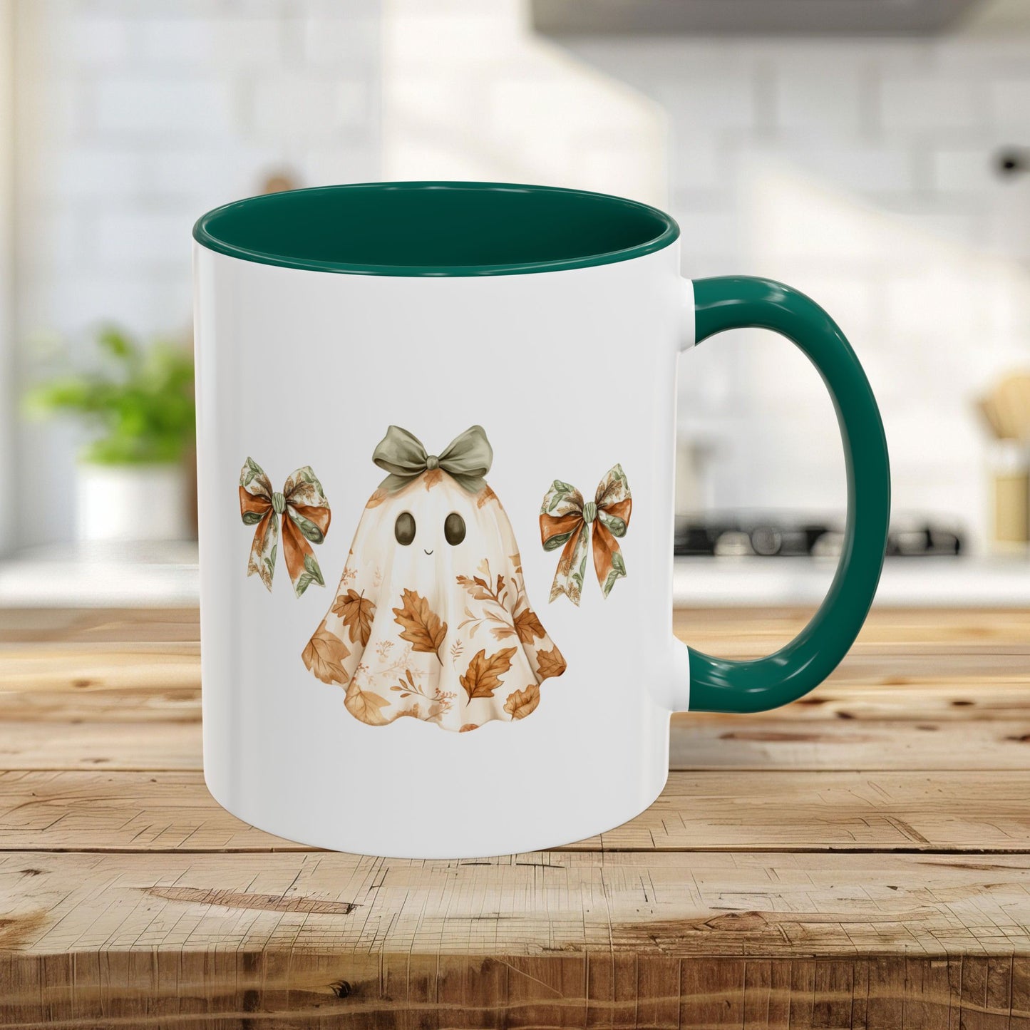 Friendly Floral Lady Ghost with Bows Mug (11/15oz)