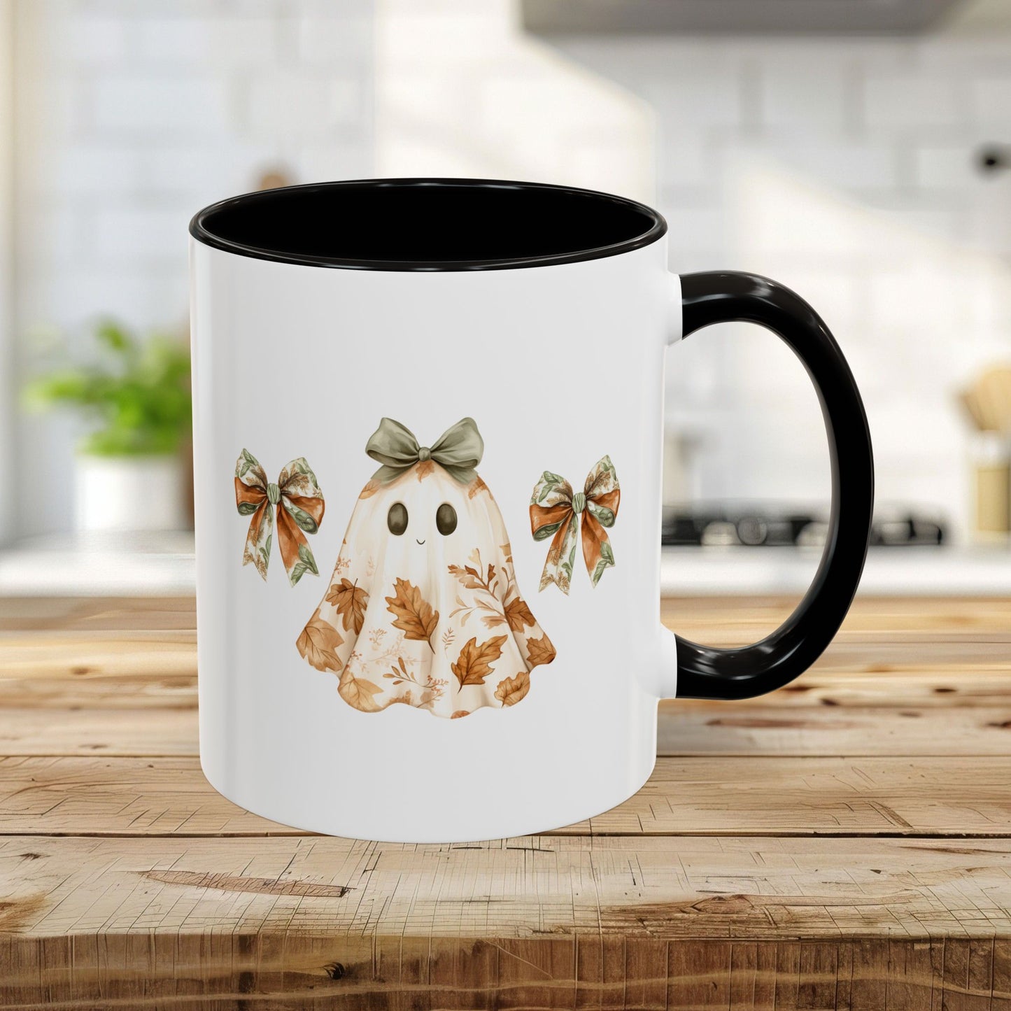 Friendly Floral Lady Ghost with Bows Mug (11/15oz)