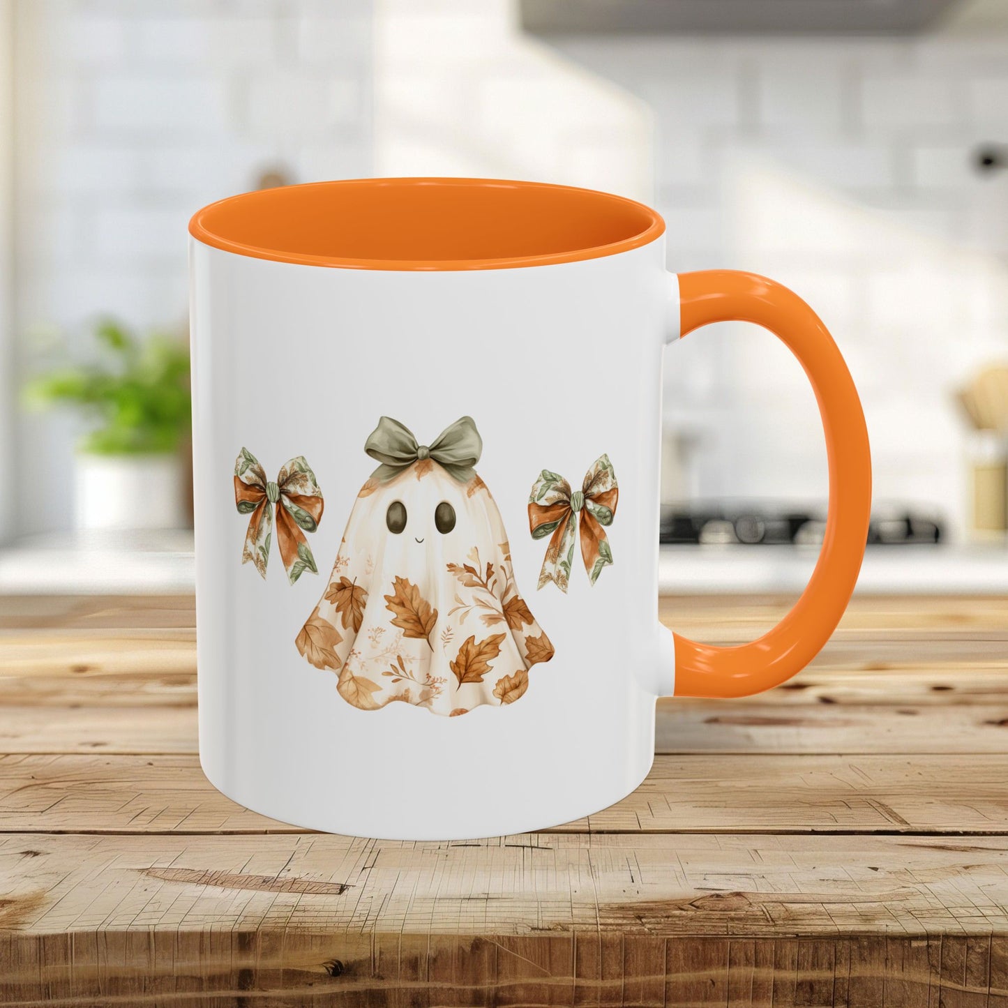 Friendly Floral Lady Ghost with Bows Mug (11/15oz)