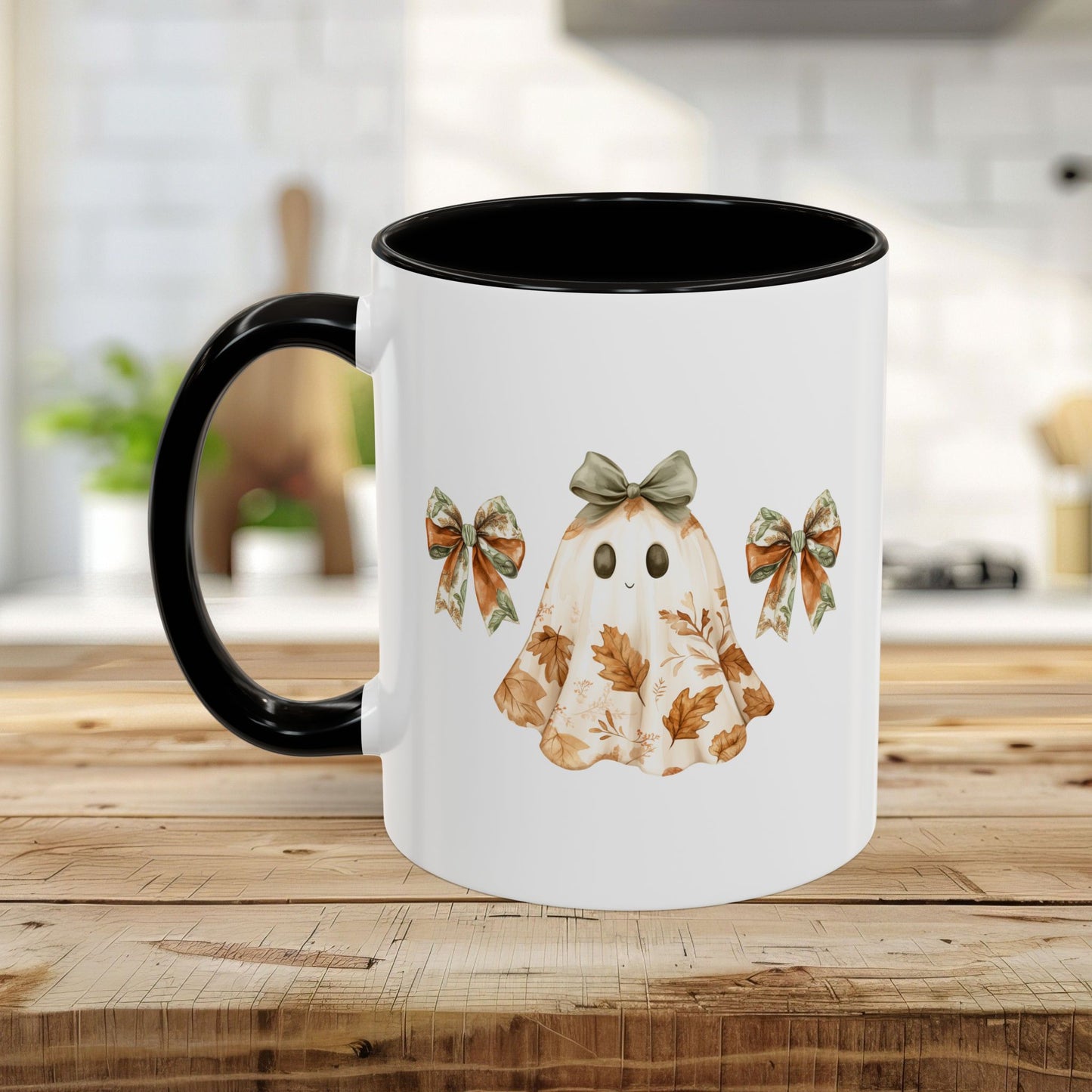 Friendly Floral Lady Ghost with Bows Mug (11/15oz)