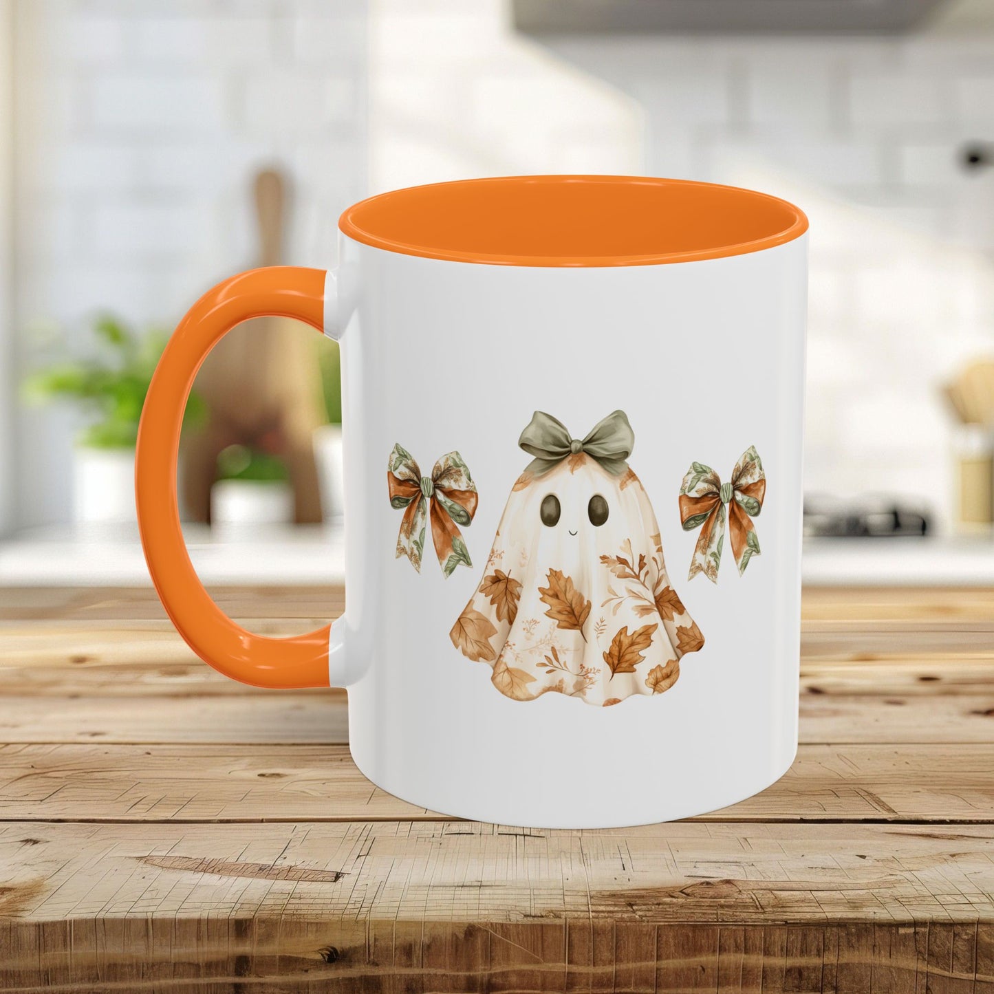 Friendly Floral Lady Ghost with Bows Mug (11/15oz)