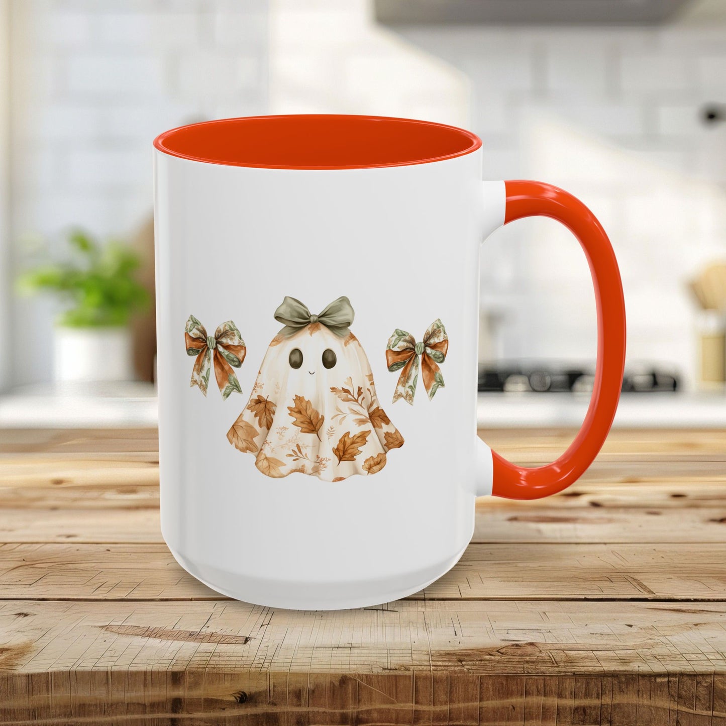 Friendly Floral Lady Ghost with Bows Mug (11/15oz)