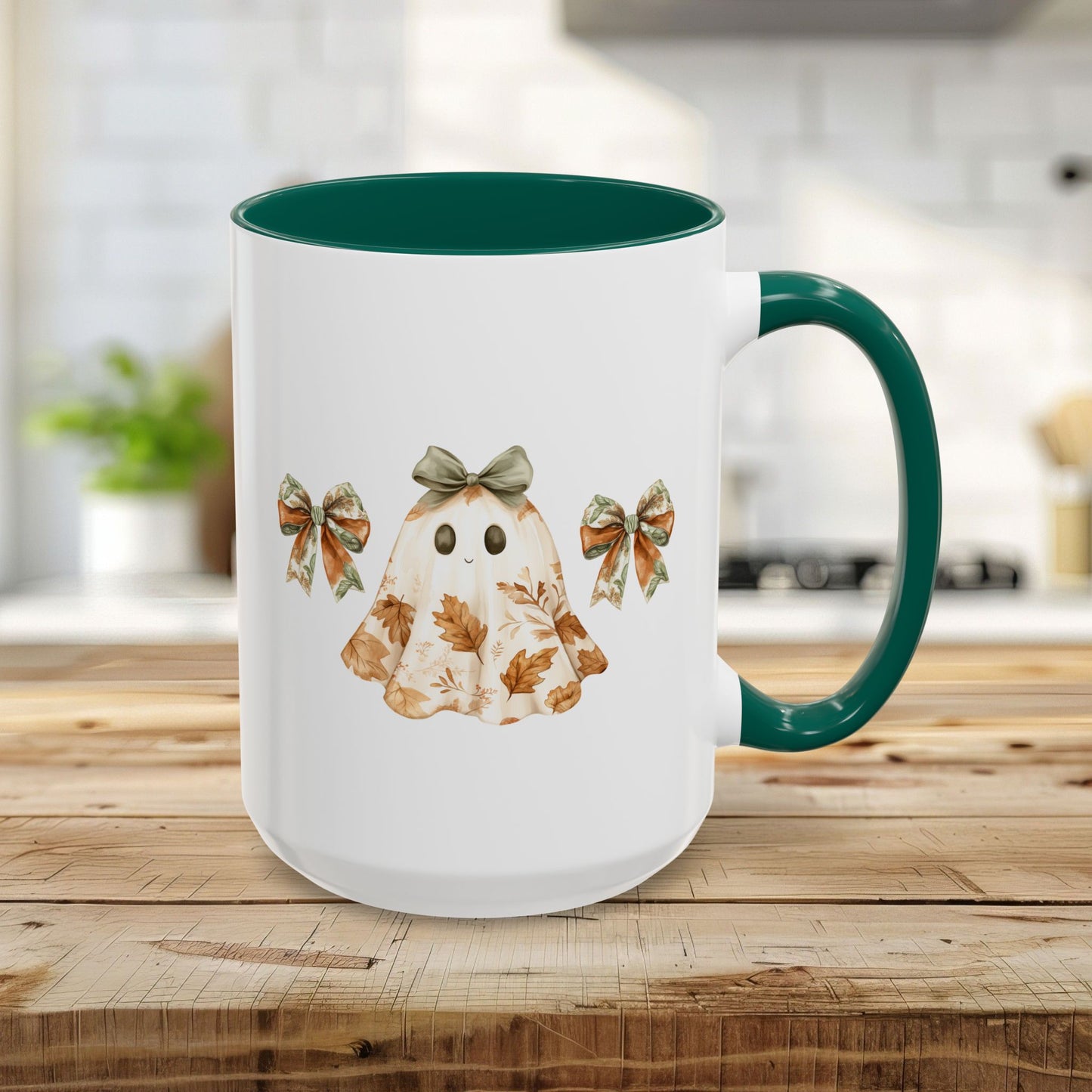Friendly Floral Lady Ghost with Bows Mug (11/15oz)