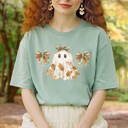 Friendly Floral Lady Ghost with Bows T-Shirt