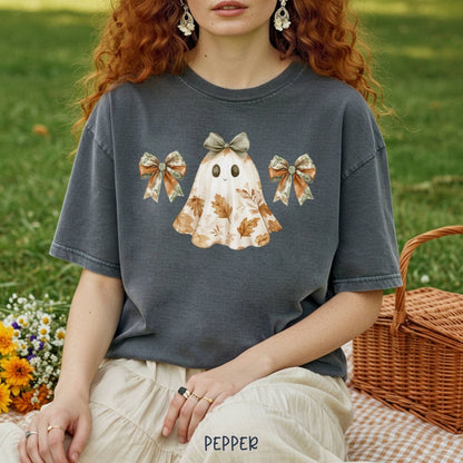 Friendly Floral Lady Ghost with Bows T-Shirt