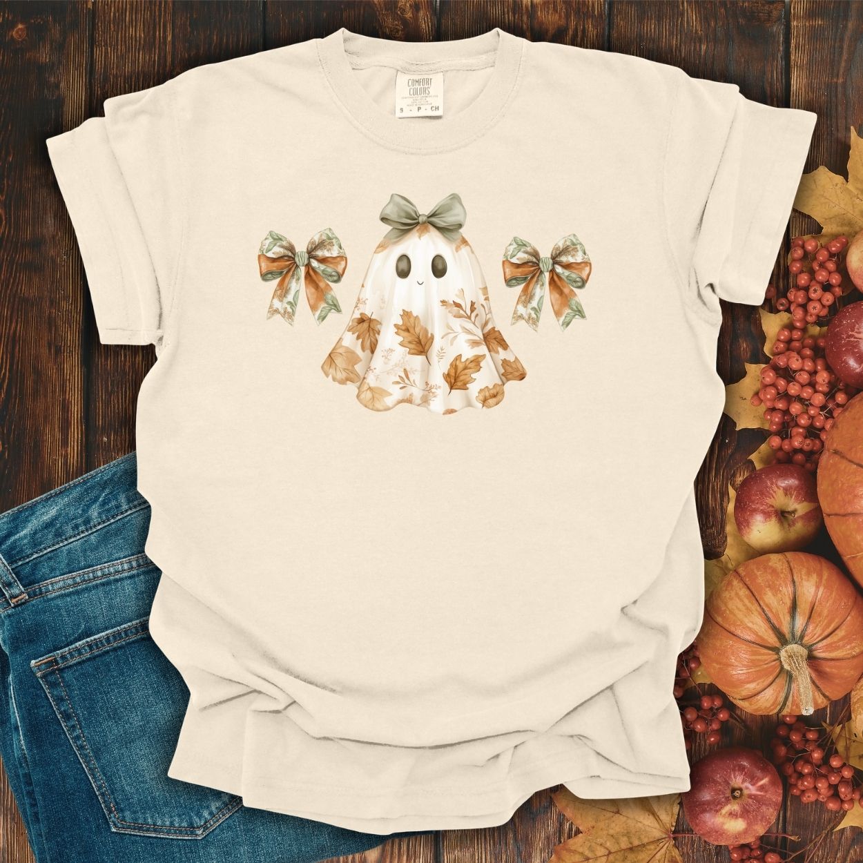 Friendly Floral Lady Ghost with Bows T-Shirt