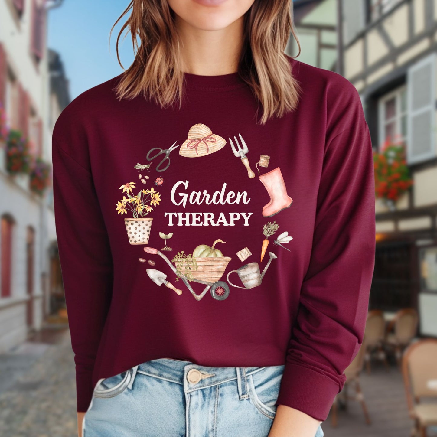 Garden Therapy Wreath Long Sleeve Tee