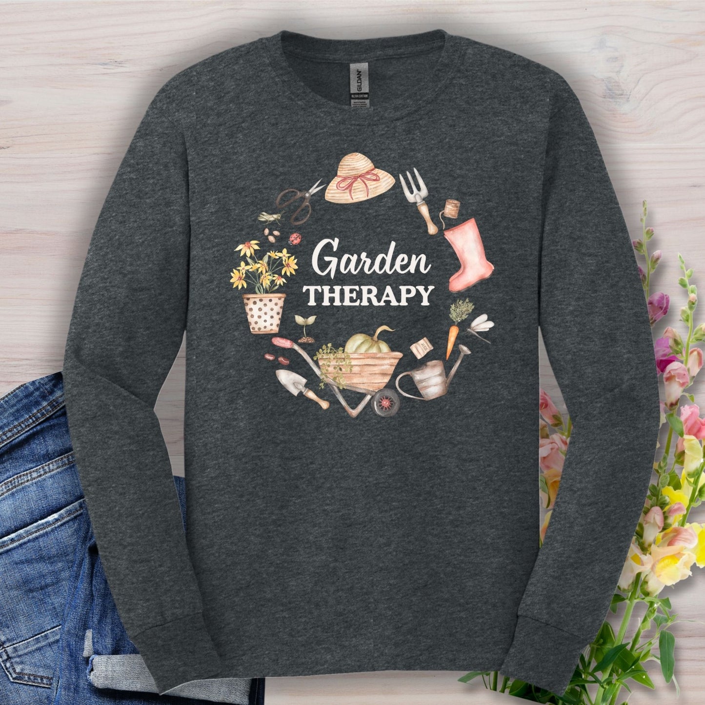 Garden Therapy Wreath Long Sleeve Tee