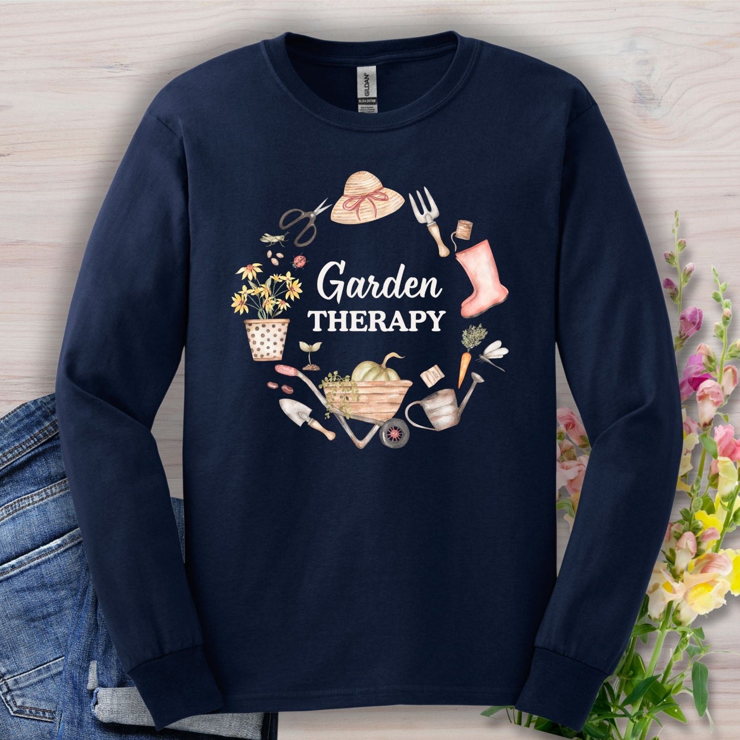 Garden Therapy Wreath Long Sleeve Tee