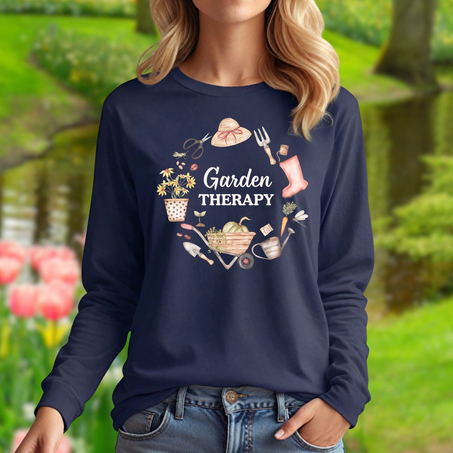 Garden Therapy Wreath Long Sleeve Tee