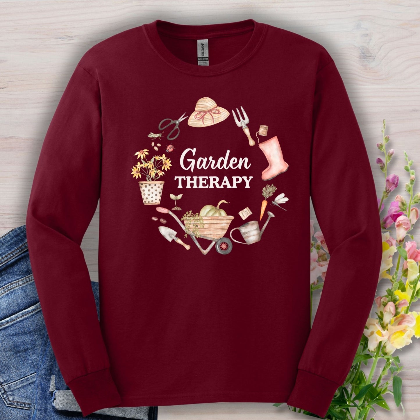 Garden Therapy Wreath Long Sleeve Tee
