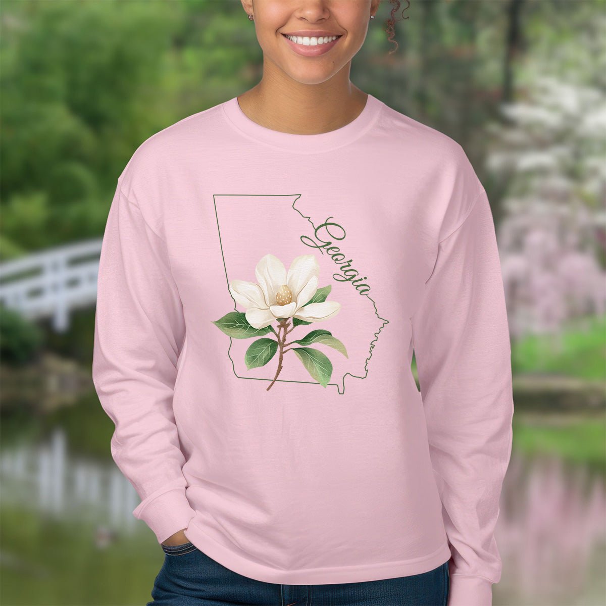 Georgia State Flower Long Sleeve Tee — Sweet Bay Magnolia