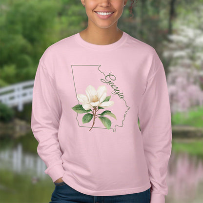 Georgia State Flower Long Sleeve Tee — Sweet Bay Magnolia