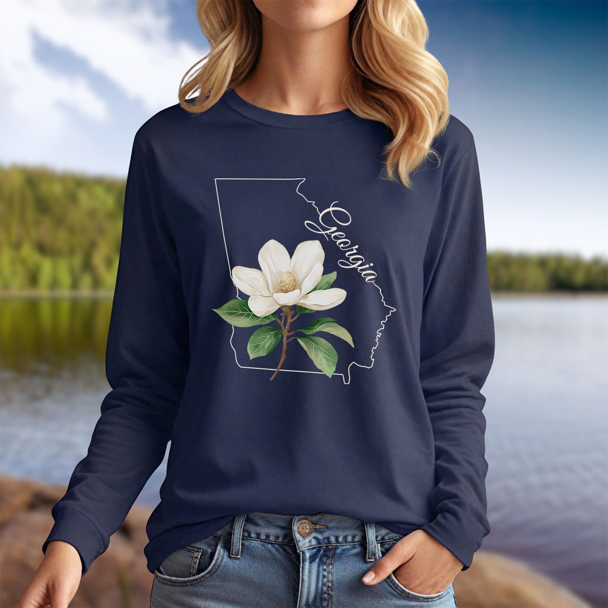 Georgia State Flower Long Sleeve Tee — Sweet Bay Magnolia