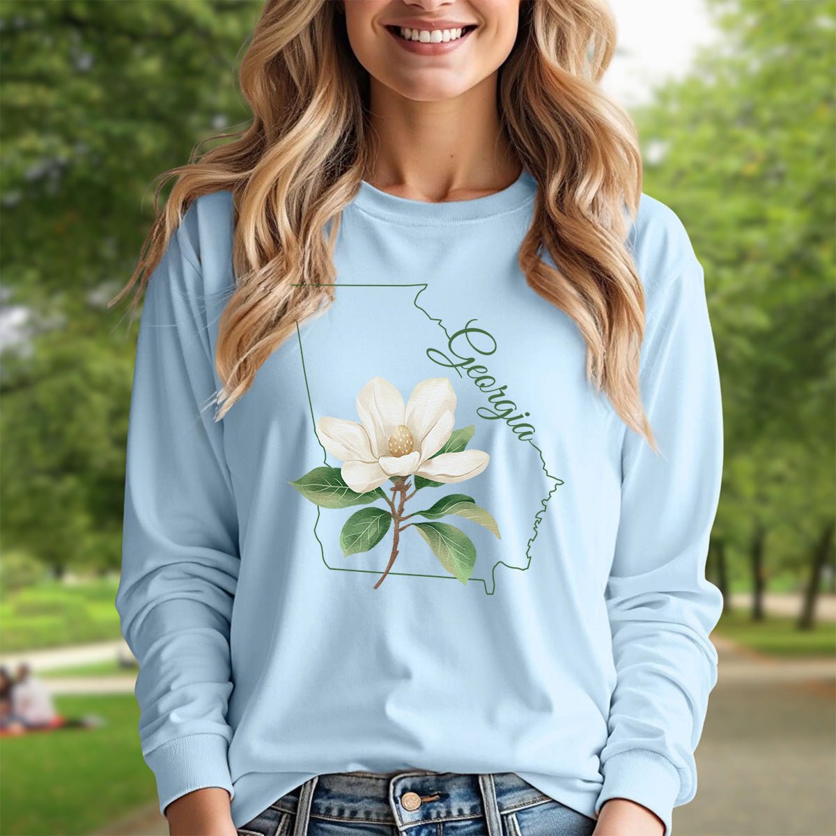 Georgia State Flower Long Sleeve Tee — Sweet Bay Magnolia