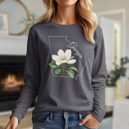 Georgia State Flower Long Sleeve Tee — Sweet Bay Magnolia