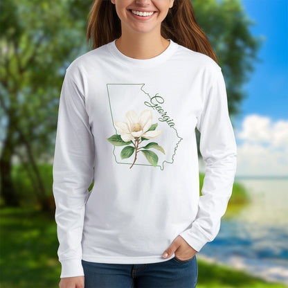 Georgia State Flower Long Sleeve Tee — Sweet Bay Magnolia