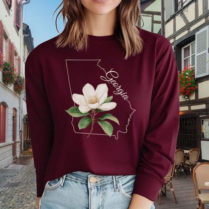 Georgia State Flower Long Sleeve Tee — Sweet Bay Magnolia