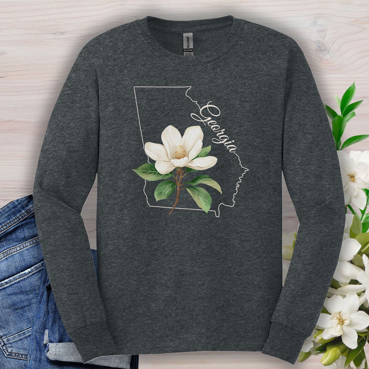 Georgia State Flower Long Sleeve Tee — Sweet Bay Magnolia
