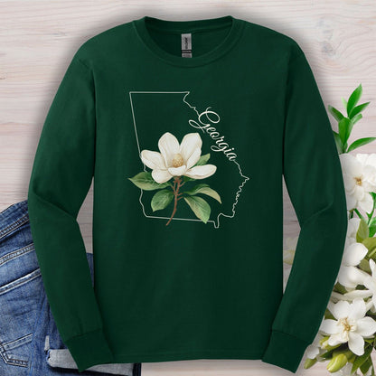Georgia State Flower Long Sleeve Tee — Sweet Bay Magnolia
