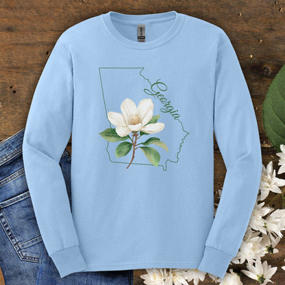 Georgia State Flower Long Sleeve Tee — Sweet Bay Magnolia