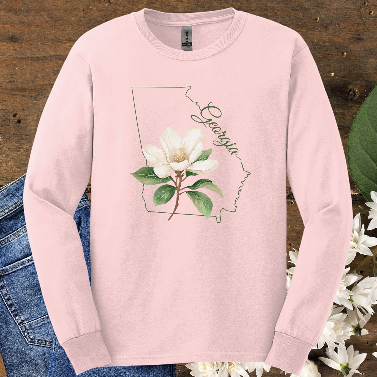 Georgia State Flower Long Sleeve Tee — Sweet Bay Magnolia