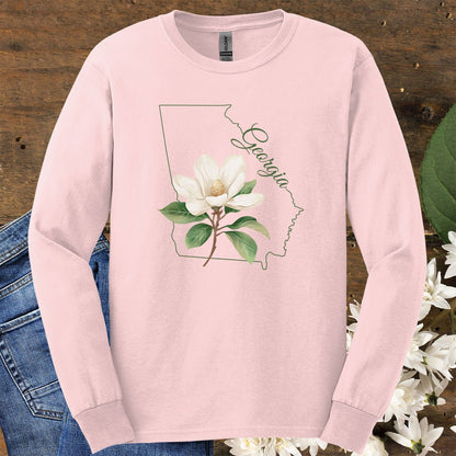 Georgia State Flower Long Sleeve Tee — Sweet Bay Magnolia