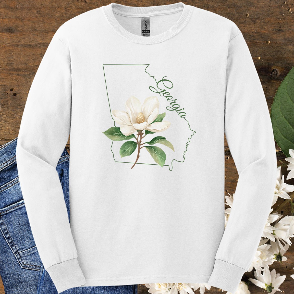 Georgia State Flower Long Sleeve Tee — Sweet Bay Magnolia