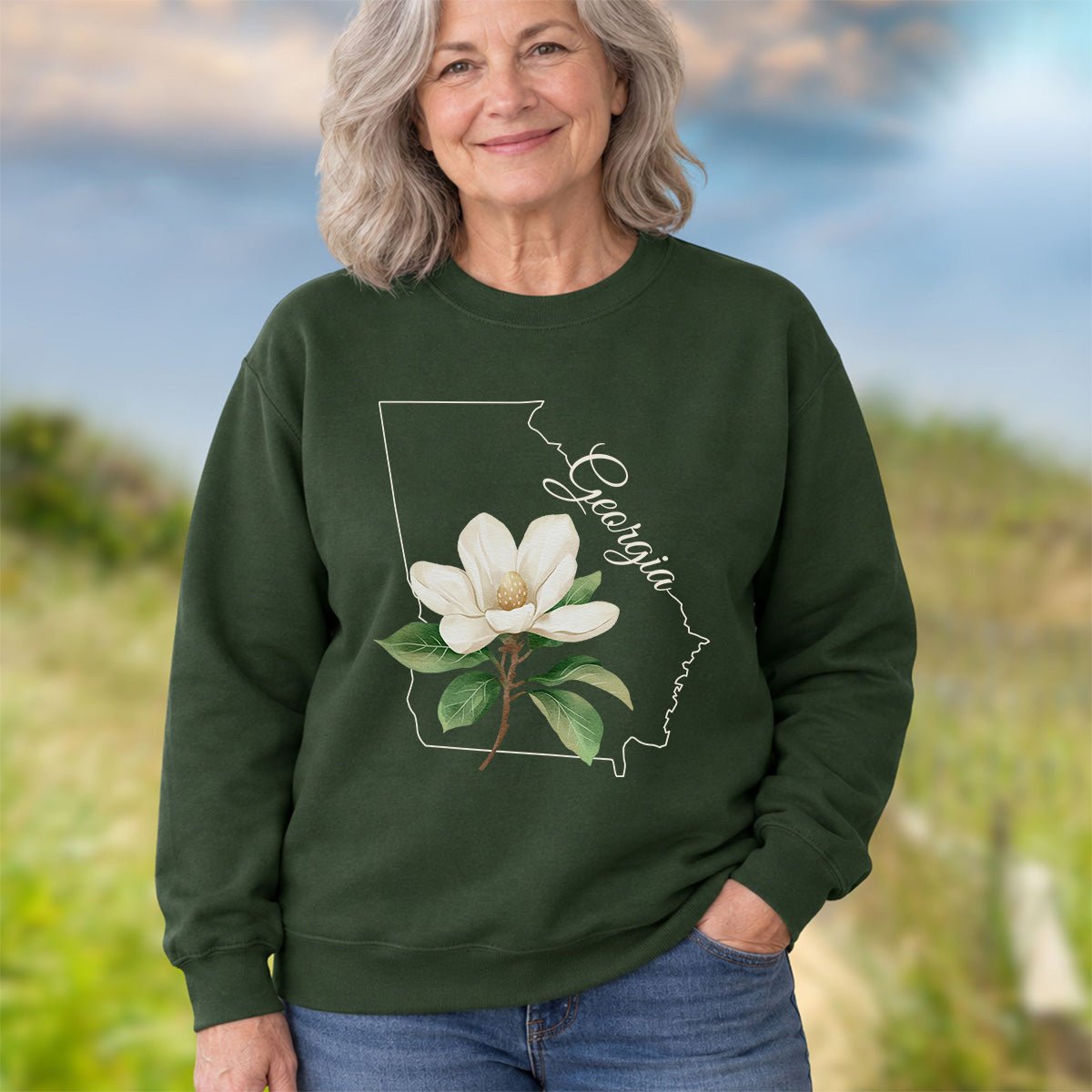 Georgia State Flower Sweatshirt - Sweet Bay Magnolia